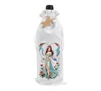 Lebartm DIY Diamond Christmas Wine Bottle Bags with Drawstring Diamond Art Painting Linen Wine Gift Bags for Xmas Festive Holiday Party Wedding Birthday Travel-Butterfly Fairy