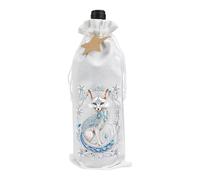 Lebartm DIY Diamond Christmas Wine Bottle Bags with Drawstring Diamond Art Painting Linen Wine Gift Bags for Xmas Festive Holiday Party Wedding Birthday Travel-White Fox02
