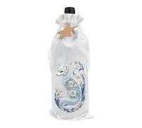 Lebartm DIY Diamond Christmas Wine Bottle Bags with Drawstring Diamond Art Painting Linen Wine Gift Bags for Xmas Festive Holiday Party Wedding Birthday Travel-White Fox01