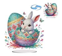 Lebartm DIY Diamond Desktop Ornament Easter Special Shaped Crystal Diamond Art Painting Double Sided Pattern Single Sided Diamond Tabletop Home Ornaments Decor-Easter Egg Bunny03