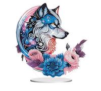 Lebartm DIY Diamond Desktop Ornament Special Shaped Crystal Acrylic Diamond Art Painting Tabletop Ornaments Single Sided Diamond Home Decor-Wolf