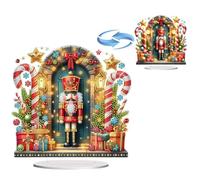 Lebartm DIY Diamond Desktop Ornament Special Shaped Crystal Diamond Art Painting Tabletop Ornaments Double Sided Pattern Single Sided Diamond Home Christmas Decor-Nutcracker Soldier