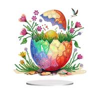 Lebartm DIY Diamond Desktop Ornament Special Shaped Crystal Easter Egg Diamond Art Painting Tabletop Ornaments Single Sided Diamond Home Deco