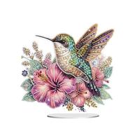 Lebartm DIY Diamond Desktop Ornament Special Shaped Crystal Hummingbird Acrylic Diamond Art Painting Tabletop Ornaments Single Sided Diamond Home Decor