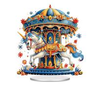Lebartm DIY Diamond Desktop Ornament Valentine's Day Special Shaped Crystal Diamond Art Painting Single Sided Diamond Tabletop Ornaments Paint by Numbers Craft Kits for Home Decor-Carousel