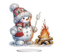Lebartm DIY Diamond Desktop Ornaments Christmas Atmosphere Special Shaped Crystal Diamond Art Painting Single Sided Diamond Tabletop Ornaments Design Home Decor-Snowman0
