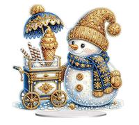 Lebartm DIY Diamond Desktop Ornaments Christmas Snowman Diamond Art Painting Tabletop Ornaments Single Sided Diamond Design Home Decor-Snowman17