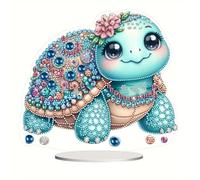 Lebartm DIY Diamond Desktop Ornaments Diamond Art Full Round Drill Paint by Numbers Mosaic Kits Tabletop Ornaments Single Sided Diamond Design Home Decor-Sea Turtle07
