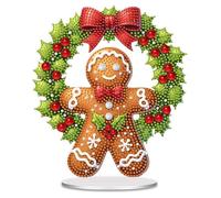 Lebartm DIY Diamond Desktop Ornaments Diamond Art Painting Tabletop Ornaments Single Sided Diamond by Numbers Mosaic Kits Home Decor-Gingerbread Man