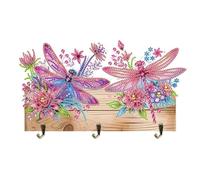 Lebartm DIY Diamond Door Hook with 3 Hooks in a Row Wall Adhesive Hooks Diamond Art Painting for Bathroom Shower Kitchen Keys Door Outdoor Home Improvement-Dragonfly