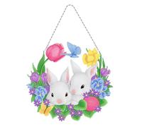 Lebartm DIY Diamond Easter Pendant Ornament Special Shaped Crystal Diamond Art Bunny Egg Hanging Single Sided Diamond Ornament for Adult Home Garden Wall Door Decor