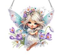 Lebartm DIY Diamond Halloween Pendant Ornament Special Shaped Crystal Diamond Art Painting Hanging Single Sided Drill for Home Garden Wall Door Decor-Crocus Fairy