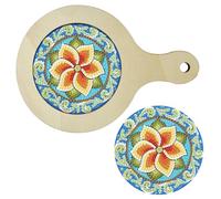 Lebartm DIY Diamond Handheld Round Placemat Diamond Art Painting Creative Design Wooden Panel Tea Mat Handle Kitchen Place mats Craft Supplies for Home Organizer-Mandala02