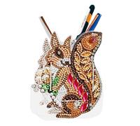 Lebartm DIY Diamond Painting Pen Holder Ornaments Desktop Pencil Holder Ornaments Double Sided Spot Drill Makeup Brush Holder Organizer Office Supplies for Home School-Squirrel