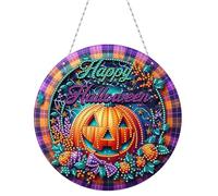 Lebartm DIY Diamond Pendant Hanging Ornament Special Shaped Crystal Diamond Art Painting Single Sided Diamond Ornament for Adult Home Garden Wall Door Decor-Pumpkin Monster
