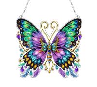 Lebartm DIY Diamond Pendant Ornament Butterfly PVC Special Shaped Crystal Diamond Art Painting Hanging Single Sided for Home Garden Wall Door Decor