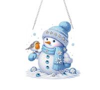 Lebartm DIY Diamond Pendant Ornament Christmas Snowman Irregular Shape Diamond Art Painting Hanging Single Sided Drill Ornament for Home Garden Wall Door Decor-Snowman05