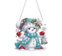 Lebartm DIY Diamond Pendant Ornament Christmas Snowman Irregular Shape Diamond Art Painting Hanging Single Sided Drill Ornament for Home Garden Wall Door Decor-Snowman07