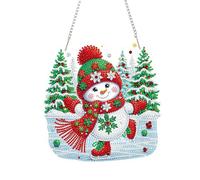 Lebartm DIY Diamond Pendant Ornament Christmas Snowman Irregular Shape Diamond Art Painting Hanging Single Sided Drill Ornament for Home Garden Wall Door Decor-Snowman03