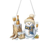 Lebartm DIY Diamond Pendant Ornament Christmas Snowman Irregular Shape Diamond Art Painting Hanging Single Sided Drill Ornament for Home Garden Wall Door Decor-Snowman01