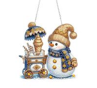 Lebartm DIY Diamond Pendant Ornament Christmas Snowman Irregular Shape Diamond Art Painting Hanging Single Sided Drill Ornament for Home Garden Wall Door Decor-Snowman02
