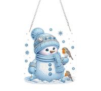 Lebartm DIY Diamond Pendant Ornament Christmas Snowman Irregular Shape Diamond Art Painting Hanging Single Sided Drill Ornament for Home Garden Wall Door Decor-Snowman08
