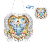 Lebartm DIY Diamond Pendant Ornament Christmas Special Shaped Crystal Diamond Art Painting Hanging Double Sided Pattern Single Sided Drill for Home Garden Wall Door Decor (Angel)