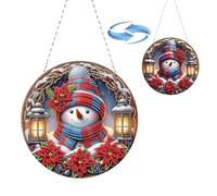 Lebartm DIY Diamond Pendant Ornament Christmas Special Shaped Crystal Diamond Art Painting Hanging Double Sided Pattern Single Sided Diamond for Home Garden Wall Door Decor-Snowman09