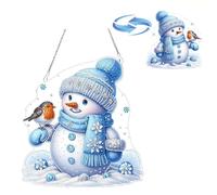 Lebartm DIY Diamond Pendant Ornament Christmas Special Shaped Crystal Diamond Art Painting Hanging Decor Double Sided Pattern Single Sided Diamond for Wall Home Garden Door-Snowman03
