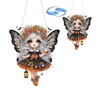 Lebartm DIY Diamond Pendant Ornament Halloween Garland Special Shaped Crystal Diamond Art Painting Hanging Double-Sided Pattern Single Sided Diamond for Home Garden Wall Door Decor-Fairy02