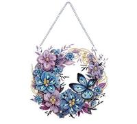 Lebartm DIY Diamond Pendant Ornament Special Shaped Crystal Diamond Art Painting Hanging Single Sided Diamond Ornament for Adult Home Garden Wall Door Decor-Flower02