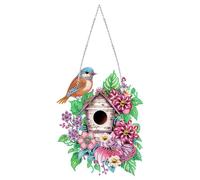 Lebartm DIY Diamond Pendant Ornament Spring Acrylic Special Shaped Crystal Diamond Art Painting Hanging Single Sided Diamond Ornament for Home Garden Wall Door Decor