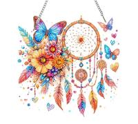 Lebartm DIY Diamond Pendant Ornament Spring PET Special Shaped Crystal Diamond Art Painting Hanging Single Sided Drill Ornament Home Garden Wall Door Decor-Feather Pendant