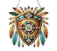 Lebartm DIY Diamond Pendant Ornament Spring PET Special Shaped Crystal Diamond Art Painting Hanging Single Sided Drill Ornament Home Garden Wall Door Decor-Shield04