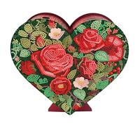 Lebartm DIY Diamond Piggy Bank Diamond Art Painting Christmas Creative Design Wooden Coin Cash Savings Bank Reusable Money Box Mosaic Kits Tabletop Ornaments (Rose)