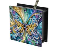 Lebartm DIY Diamond Piggy Bank Diamond Art Painting Creative Design Wooden Coin Cash Saving Bank Reusable Money Box Mosaic Kits Tabletop Ornaments-Butterfly-2