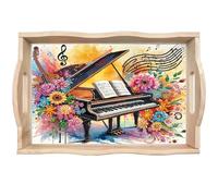 Lebartm DIY Diamond Tray Diamond Art Painting Spring Creative Design Handmade Wooden Tray Dinner Plate Diamond Art for Coffee Living Room Home Organizer-Piano