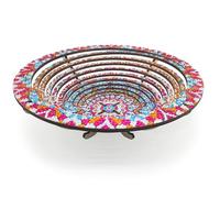 Lebartm DIY Diamond Wooden Snack Storage Tray Diamond Art Painting Mandala Candy Plate Retractable with Stand Round Handmade Serving Platter Set for Vegetables Bread Snack Kitchen Home-Mandala02
