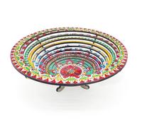 Lebartm DIY Diamond Wooden Snack Storage Tray Diamond Art Painting Mandala Candy Plate Retractable with Stand Round Handmade Serving Platter Set for Vegetables Bread Snack Kitchen Home-Mandala01