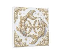 Lebartm DIY Pearl Painting Kit with Frame 25x25cm Twelve Constellations Colorful Gemstone Diamond Dots Beads Pearl Art Craft Display for Tabletop Wall Mounting Home Decor-Pisces