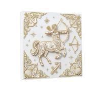 Lebartm DIY Pearl Painting Kit with Frame 25x25cm Twelve Constellations Colorful Gemstone Diamond Dots Beads Pearl Art Craft Display for Tabletop Wall Mounting Home Decor-Sagittarius