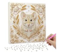 Lebartm DIY Pearl Painting Kit with Frame 9.84x9.84IN Twelve Zodiac Gemstone Diamond Dots Beads White Canvas Art Craft Display for Tabletop and Wall Mounting Home Decor-Rabbit