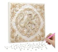 Lebartm DIY Pearl Painting Kit with Frame 9.84x9.84IN Twelve Zodiac Gemstone Diamond Dots Beads White Canvas Art Craft Display for Tabletop and Wall Mounting Home Decor-Monkey