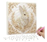 Lebartm DIY Pearl Painting Kit with Frame 9.84x9.84IN Twelve Zodiac Gemstone Diamond Dots Beads White Canvas Art Craft Display for Tabletop and Wall Mounting Home Decor-Rat