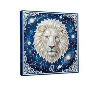 Lebartm DIY Pearl Painting Kit with Frame Twelve Zodiac Colorful Gemstone Pearl Diamond Dots Beads Canvas Art Craft Display for Tabletop and Wall Mounting Home Decor 25x25cm-Leo