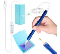 Lebartm Electric Vacuum Diamond Art Painting Pen with Storage Tray AB Stone Applicator Without Wax DIY Art Accessories Painting Vacuum Pen Kit Tools for Adults Craft Lovers-Blue Set