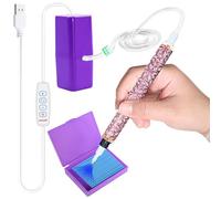 Lebartm Electric Vacuum Diamond Art Painting Pen with Storage Tray AB Stone Applicator Without Wax DIY Art Accessories Painting Vacuum Pen Kit Tools for Adults Craft Lovers-Purple Set-Colorful Pen