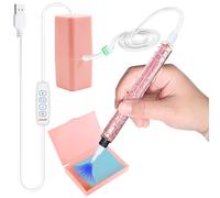 Lebartm Electric Vacuum Diamond Art Painting Pen with Storage Tray AB Stone Applicator Without Wax DIY Art Accessories Painting Vacuum Pen Kit Tools for Adults Craft Lovers-Pink Set-Colorful Pen