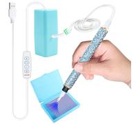Lebartm Electric Vacuum Diamond Art Painting Pen with Storage Tray AB Stone Applicator Without Wax DIY Art Accessories Painting Vacuum Pen Kit Tools for Adults Craft Lovers-Blue Set-Colorful Pen