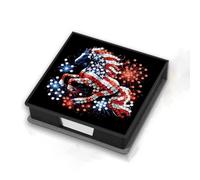Lebartm Sticky Note Holder Diamond Art Painting Leather Post Note Dispenser Message Memo Paper Storage Box with 160 Sticky Notes Desktop Office Organizer Accessories-USA Horse